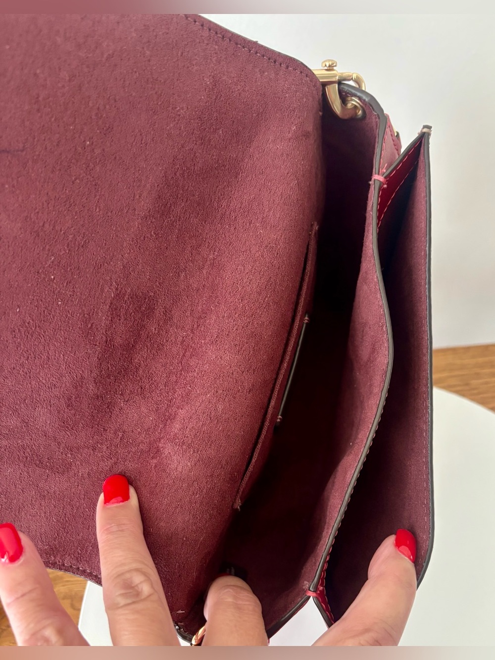 Coach Brown Signature Canvas and Red Leather Saddle Crossbody - Picture 7 of 9